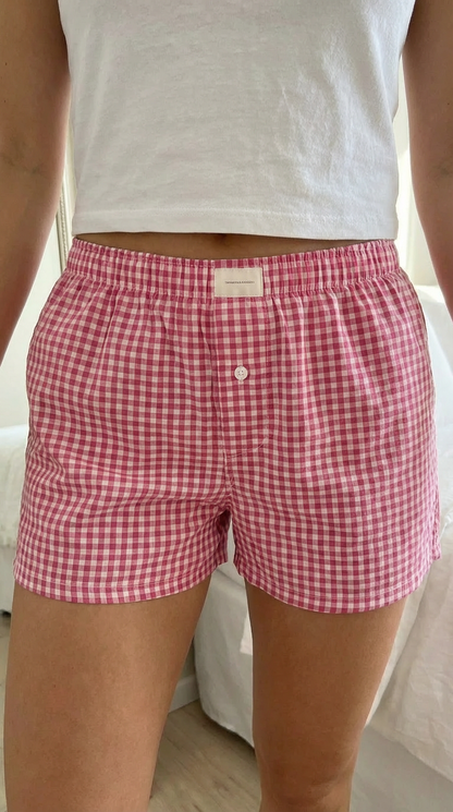 Rose Plaid Woven Shorts