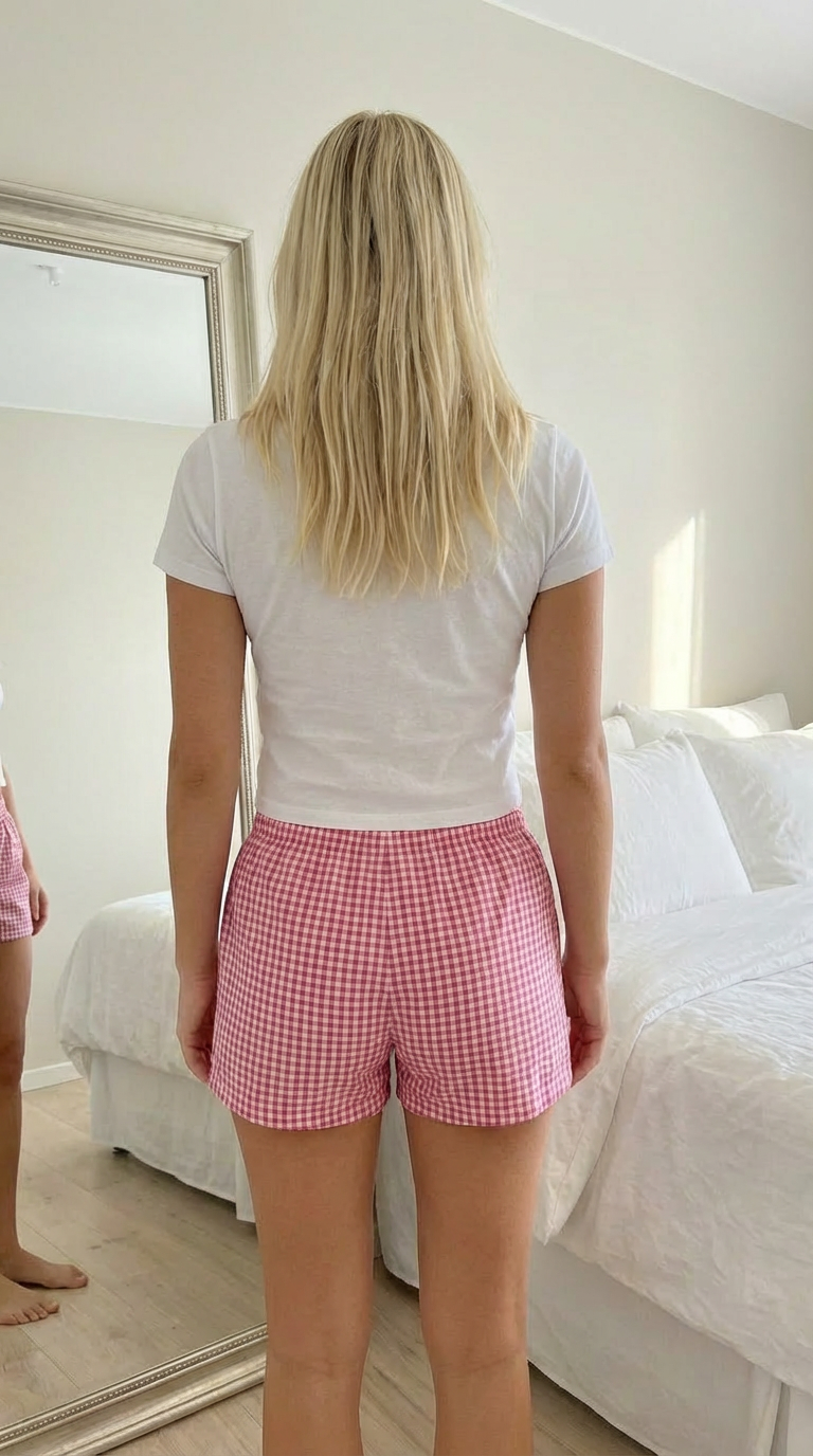 Rose Plaid Woven Shorts