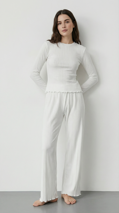 Pointelle Long Sleeve Lounge Set