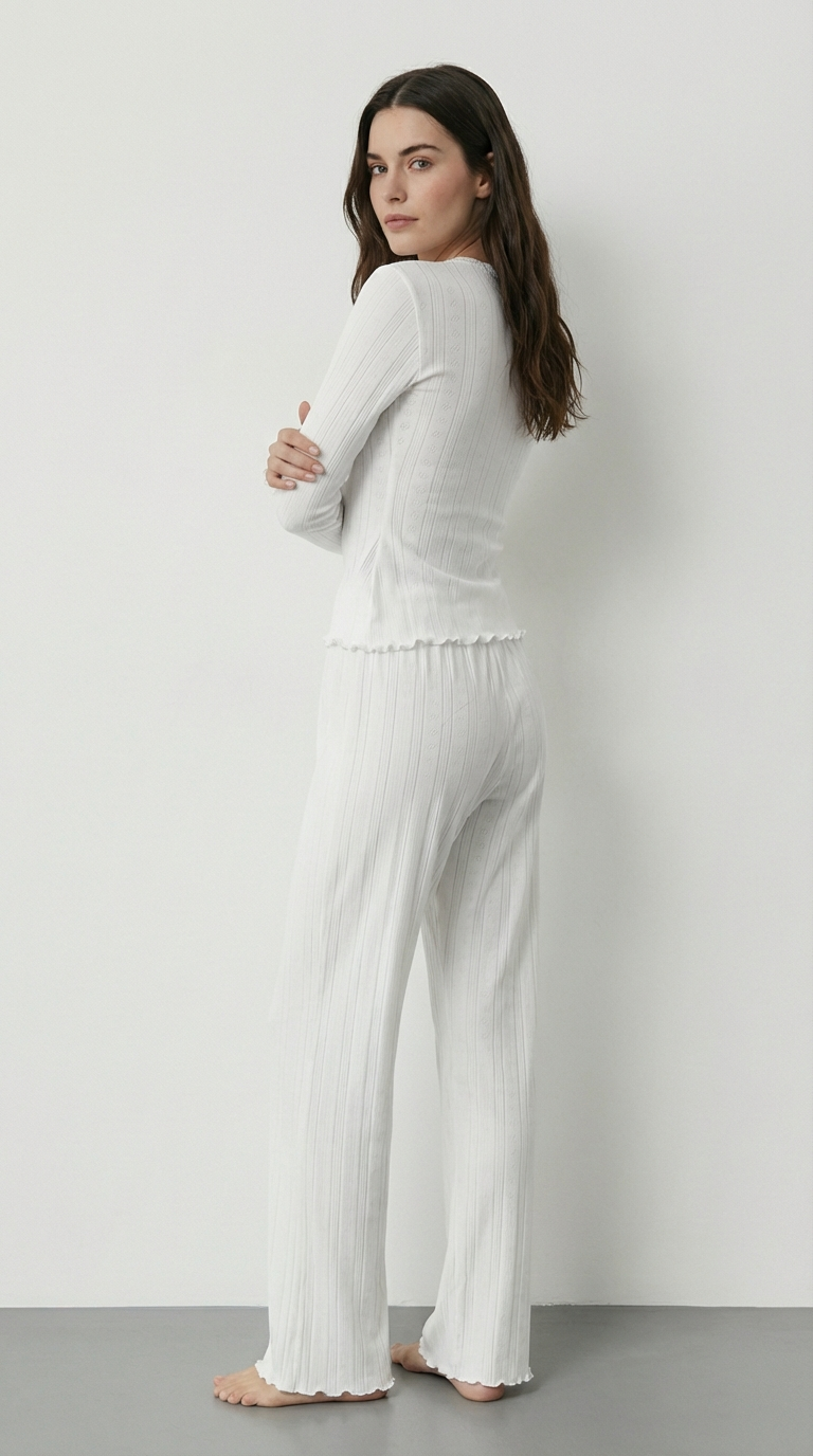 Pointelle Long Sleeve Lounge Set